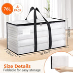 BlissTotes Moving Bags, 76L 4-Pack Storage Bags, Moving Box Heavy Duty Extra Large, Moving Totes with Zipper, Reinforced Handles Boxes for Packaging Moving, Decorative Wreath Storage
