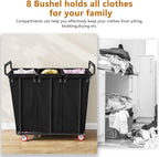 Large laundry hamper with Wheels, 360L 3 Bag Big Rolling Laundry Hamper Sorter Cart, Extra Large Laundry Clothes Hamper, Heavy Duty Laundry Basket Organizer for Laundry Room,Bathroom,Black