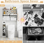 Giantex Over The Toilet Storage Cabinet, Farmhouse Space Saver with Sliding Door, Toilet Paper Holder, Side Hooks & Adjustable Shelves, Over Toilet Bathroom Organizer for Laundry, Restroom (White)