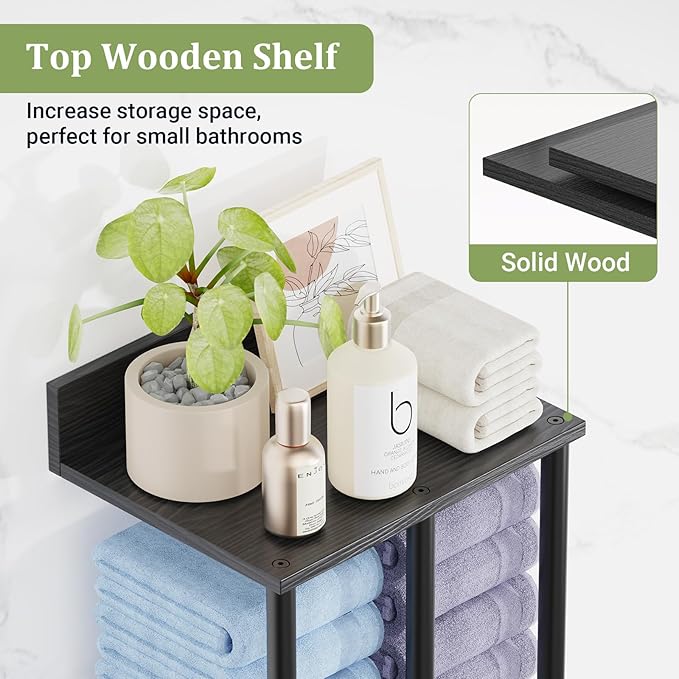 Large Capacity Three-layer Towel Racks for Bathroom Wall Mounted, Updated 3 Bar bath Towel Holder for Bathroom, Bath Towel Rack for Wall Mounted, Metal Small Bathrooms Towel Storage Rack, Balck