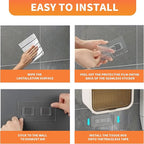 Homol No Drill Plastic Toilet Paper Holder Collection - Universal for Kitchen, Living Room, Office & Bathroom | Free-Standing, Wall-Mounted, Adhesive (with Shelf/Storage Function)