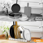 FLSEPAMB 2 Pack 10-Tier Pan Organizer Adjustable Lid Organizer Kitchen Organizers and Pan Organizer and Storage Pot Heavy Duty Pot Lid Organizer for Kitchen Under Sink Storage Drawer