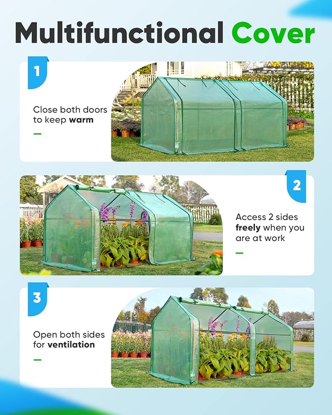 Quictent Mini Greenhouse, Portable Quick-Setup Small Tabletop Waterproof UV Protected PE Cover Shelter for Outdoors/Indoors W/ Raised Base for Garden Plant Seed Starting, 71"x36"x36", Green