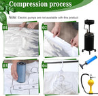 6 Pack Hanging Vacuum Storage Bag, 2 Sizes: 51.2 x 27.6 inch & 43.3 x 27.6 inch Hanging Vacuum Sealer Storage Space Saver Bags, Reusable Space Saver Bags, for Suits, Dress, Jackets, Clear