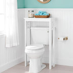 Derby Over-the-Toilet Storage Shelf – 37" Tall Bathroom Space Saver with Fixed Shelf & Open Gridwork Design – Modern Freestanding Organizer for Toiletries & Towels by Alaterre Furniture (White)