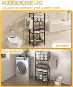 Free Standing Towel Racks for Bathroom with 3 Rotating Bars, 3-Tier Floor Towels Holder Stand with Detachable Dividers, Pool Towel Storage Organizer with 8 S-Hooks for Home, Poolside, Black