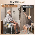 DELLAN Hanging Shower Caddy, Shower Rack with Hooks for Shower & Bath Chair, Bathroom Shower Basket for Elderly, Pregnant, Handicap, Patient