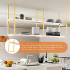 Ceiling Mounted Storage Racks, 2 Layer Floating Pan Pot Shelves Flower Stand Wine Glass Holder for Kitchen/Bars/Living Room/Restaurants/Balcony, Industrial Hanging Display Rack (Size : 130x30x80cm)