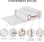 8 Pack Foldable Bed Sheets Set Organizers and Storage(King & Queen Size),Linen Fabric Closet Organizers with Window,Folding Bedding Storage Box for Bedsheets and Pillow Cube Organizer-White