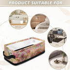 Small Storage Bin Narrow Toilet Paper Tissue Baskets Foldable Fabric Organizers Bathroom Bedroom Decorations Closet Countertop Vanity Baskets, Spring Style Hummingbird Flower