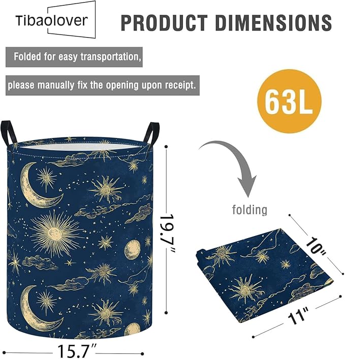Baby Laundry Basket Baby Nursery Hamper Kids Laundry Basket Toy Storage Bin for Boys Room Decor Gift Baskets for Bedroom Bathroom(Moon Star)