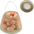 Collapsible Round Egg Basket - Metal Wire Storage with Handles, Perfect for Hanging & Family Farm Gathering - Gloden Basket for Chicken Farm, Holds 25 eggs, Small