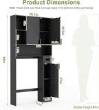 GOODONE Black Over The Toilet Storage Cabinet - with 3 Doors and Toilet Paper Holder Stand, FreeStanding, for Bathroom, Restroom, Laundry