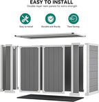 DWVO 41 Cu.ft Horizontal Resin Storage Shed, All Weather 4.7x2.5 FT Outdoor Garden Shed with Hydraulic Struts, 3 Locks, Lockable to Floor for Garden Tools, Trash Cans, Gray