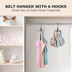 Belt Hanger, Metal Belt Rack Holder, 360° Rotatable, Maximum 24 Storage Capacity, Black, 2 Pcs