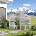 Aluminum Greenhouse with Polycarbonate Panels, Walk-in Garden Greenhouse for Outdoor Plant Growing, Durable Structure for Year-Round Gardening (Silver + Aluminum-2)