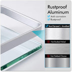 KES Glass Shelves for Bathroom, Floating Tempered Glass Shelves 14 Inch Aluminum Extra Thick 2 Pack Rectangular Storage Organizer Wall Mount Silver, A4126A-P2