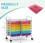 GOFLAME 12-Drawer Rolling Storage Cart, Multifunctional Art Craft Organizer Cart, Mobile Utility Storage Cart with Removable Drawers & Lockable Wheels, Craft Cart for Home Office School, Rainbow