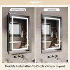 20X30 Inch Recessed Lighted Medicine Cabinet with Mirror, Adjustable 3-Color LED Mirrored Medicine Cabinet with Brightness Dimming, Defogger, Bathroom Mirror with Storage