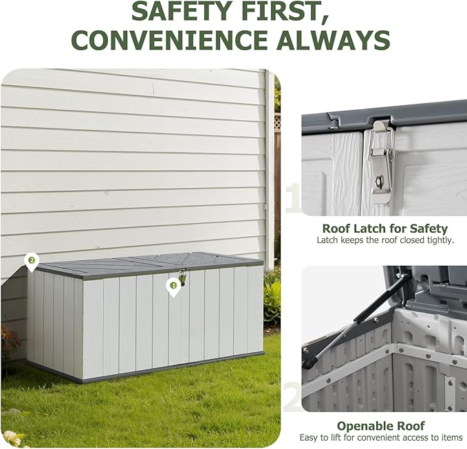 Aoxun 21 Cu.Ft Outdoor Storage Shed, Large Resin Storage Shed with Lid, Waterproof & UV-Resistant Patio Storage for Cushions, Garden Tools, and Pool Accessories (White)