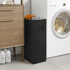 Chrislley 25-Inches Slim Laundry Hamper 60L Narrow Laundry Basket with Handle Foldable Dirty Clothes Portable Skinny Hamper Organizer Storage Bins (Black)