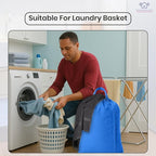 LFH Home Large Premium Cotton Canvas Laundry Bag with Drawstring and Handles Heavy Duty, Multi-Use, and Washable for Home, Travel, College or Storage 20x30 (Pack of 2)-Sky Blue