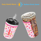 Reusable Neoprene Insulator Sleeve for Iced Coffee & Cold Soda, Coffee Sleeves for Iced & Hot Drinks, Cold Beverage Cooler Compatible with Starbucks, Dunkin (Cherry Picked, Medium: 22-24oz)