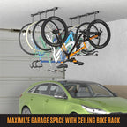 Adjustable Ceiling Mounted Bike Rack for Garage, Hold 4-8 Bikes, Hanger for Space-Saving Storage - adjustable ceiling hooks, nice Bicycle stand.