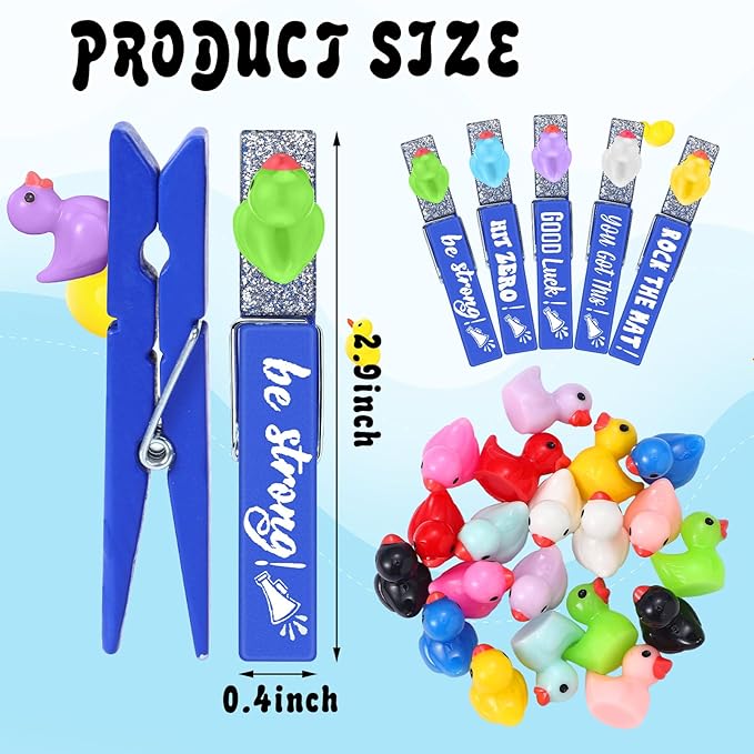Kigeli 30 Pcs Spirit Clips Cheer Pins Cheerleader Gifts Clothes Pins for Backpacks Competition Glittered for Team Cheer Gifts Stuff Supplies Party Favors Accessories Bulk(Blue, Silver,Duck)