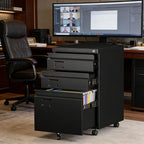 SUXXAN 3 Drawer File Cabinet with Lock, Metal Under Desk Cabinet with Wheels for Office & Home, Legal/Letter Size, Need to Assemble