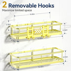 YASONIC Shower Caddy Adhesive, No Drill Bathroom Shower Organizers, with Removable Hooks, Rust Proof Shower Shelves, Wall-Mounted Shower Holder, 2 Pack Gold
