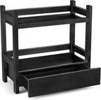 Sorbus Bamboo Bathroom Counter Organizer – 2-Tier Shelf with Hidden Drawer for Vanity, Matcha Station, Bathroom Sink Organizer Countertop, Kitchen & Office Storage (13″ L x 6.5″ W x 12.6″ H) (Black)