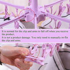 Foldable Drying Rack with 24 Clips for Drying Socks Lingerie Baby Clothes Drying Towels Rotatable Sock Drying Rack 2 PCS (Pink)