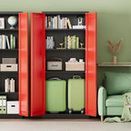 INTERGREAT Metal Storage Cabinet with Magnetic Doors, 63" H Traditional European Style Metal Cabinets with 2 Doors and 4 Adjustable Shelves for Home Office, Kitchen, Bathroom (Black Red)