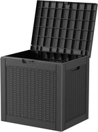 Resin Deck Box - 31 Gallon Lockable Outdoor Storage, Water-Resistant Indoor/Outdoor Bin for Package Delivery, Patio Cushions, Gardening Tools