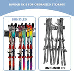 Ski Rack Wall Mount - Ski Holders for Wall Heavy Duty 10 Pairs of Snowboard Storage Indoor Holds Up to 300lbs for Garage Organization Home Shed