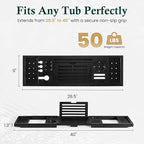 Teak Bathtub Tray | Adjustable Width Tray with Wine Holder, Tablet/Phone & Book Stand, Splash-Proof for Bath Time- Black