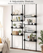 ALLZONE 4 Tier Over The Toilet Storage, Adjustable Wood Over Toilet Bathroom Organizer, Freestanding Shelves, Fit Most Showers Over The Toilet Shelf, 92 to 116 Inch Tall, Black