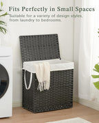 Laundry Hamper with Lid Wicker Laundry Basket 112 L (29.6 Gal) Laundry Hampers Handwoven Rattan Clothes Hamper with Handles 3 Removable Liner Bag, 6 Mesh Bags for Bathroom Bedroom Black
