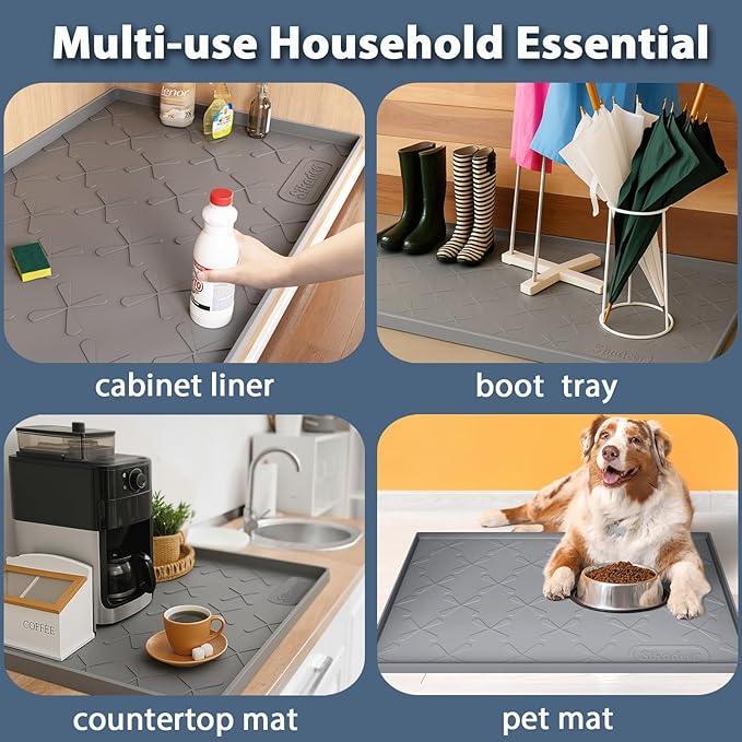 SIKADEER 22" x 22" Under Sink Mat Waterproof, Silicone Mat Kitchen Drawer Shelf and Cabinet Liner, Sink Protector for Kitchen Organizers and Storage, Boot Tray Pet Food Mats