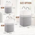 Laundry Basket Hamper,Blanket Storage,Dirty Clothes Hamper with Swivel Handles,Woven Cotton Rope Toy Baskets,Blanket Basket Living Room,Decorative Hampers for Nursery,Bedroom,White & Gray,80L