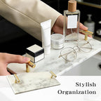 Marble Napkin Holder,Guest Towel Holder, Multi-Functional Tray for Bathroom & Kitchen Countertop, Stylish Home Decor Accessory