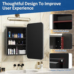 20x28 Inch Brushed Silver Recessed Medicine Cabinet with Mirror Metal Framed Surface Wall Mounted Bathroom Medicine Cabinet Mirror with Storage