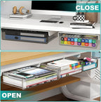 Under Desk Table Drawer Storage Organizer,3 Pack Small & Medium & Large Slide Out Desk Drawers - Hidden Desktop Organizer,Adhesive Storage Pencil Tray Under Table(Clear/LMS)
