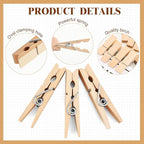 Kigley 90 Pcs Large Wooden Clothespins Jumbo Extra Wide 2.83 Inches Length Sturdy Wooden Clothespin Heavy Duty DIY Clips for Laundry Hanging Clothes Craft Food Opened Bags Display