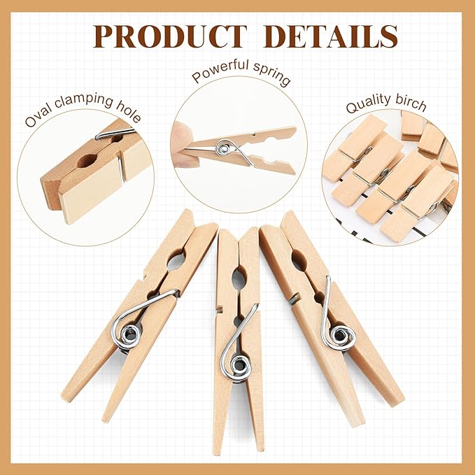 Kigley 90 Pcs Large Wooden Clothespins Jumbo Extra Wide 2.83 Inches Length Sturdy Wooden Clothespin Heavy Duty DIY Clips for Laundry Hanging Clothes Craft Food Opened Bags Display