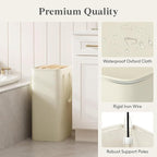 Lifewit 50L Slim Laundry Hamper, Narrow Small Laundry Basket with Handle for Dirty Clothes, Collapsible Tall Thin Laundry Bin for Bathroom Bedroom Dorm College, White