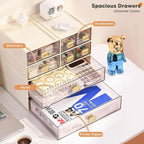 2PACK Stackable Desktop Storage Organizer Plastic Desk Organizer with Drawer Stacking Drawer for Pantry, Locker, Makeup, Vanity, Garage and Small Organization(M - 1 Drawer, Cream White)