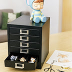 Office Storage Cabinet - File Cabinet Mini 5 Tier Metal File Organizer Document Organizer, for Home, Office, Desk (Black)