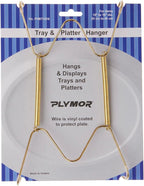 Plymor Gold Finish Wall Mountable Tray and Platter Hanger, 8.25" H x 4.75" W x 0.875" D (for Trays or Platters 10" - 16"), Pack of 6